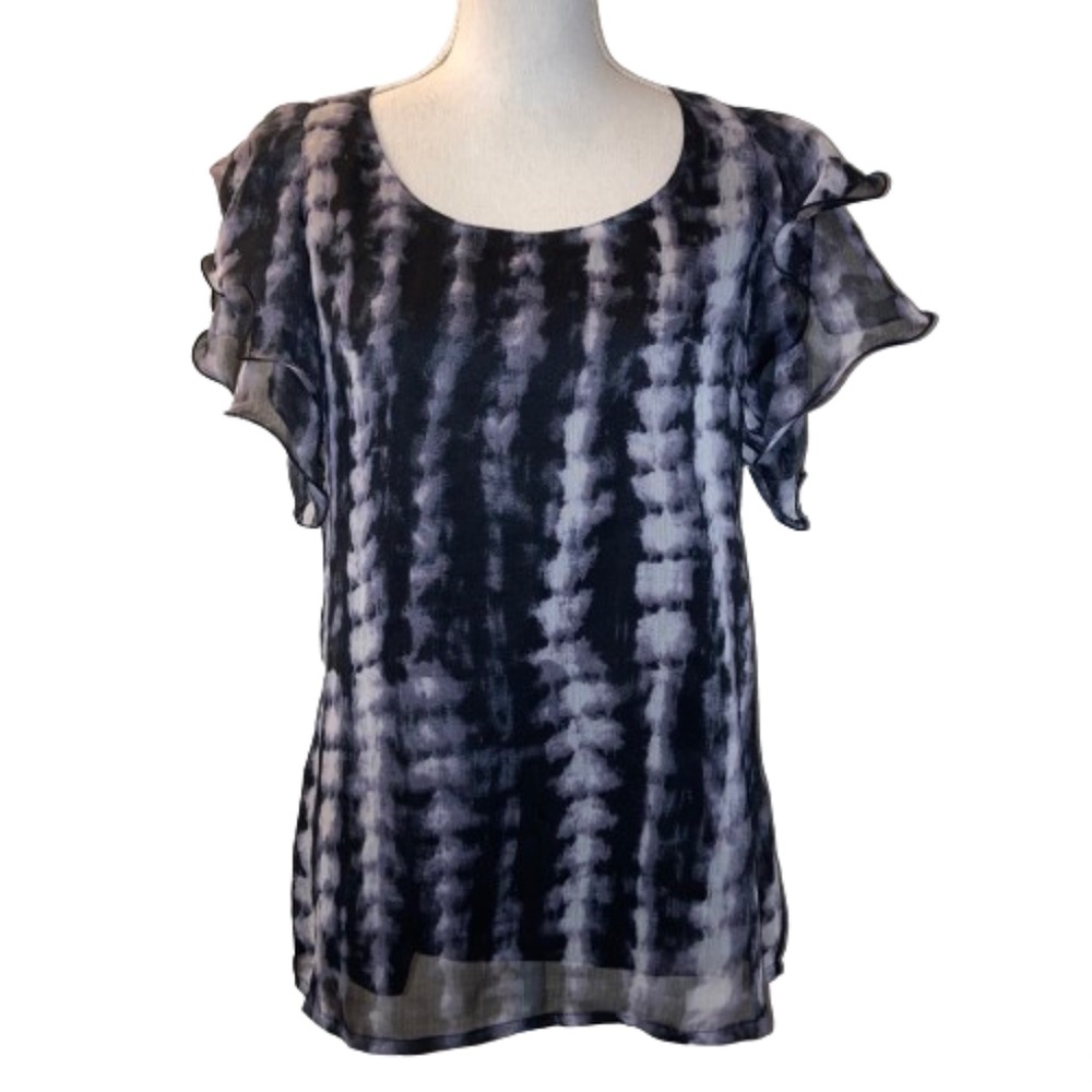 B.Young blouse top ruffle sleeves Layered Short Sleeved